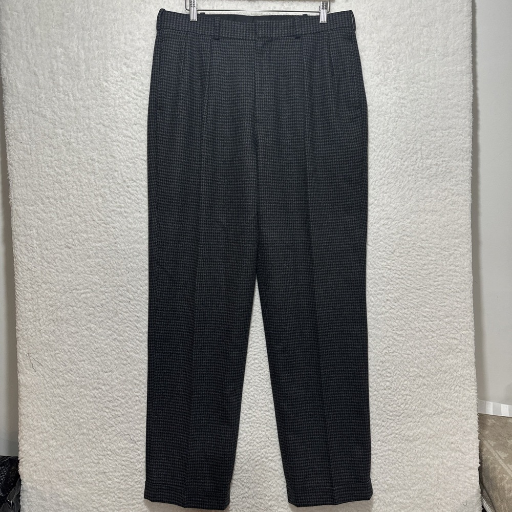 Vintage Polo Ralph Lauren Wool Blend Pleated Dress Pants Men's 36 Houndstooth